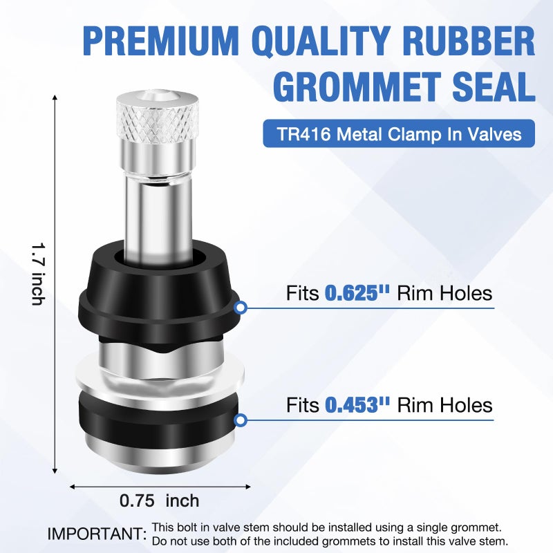 OTAUPRS 25 PCS TR416 Metal Valve Stems  Bolt in Tire Valve Stem  High Pressure Valve Stems  Outer Mount Fits 0.453"" and 0.625"" Rim Holes - Image 4